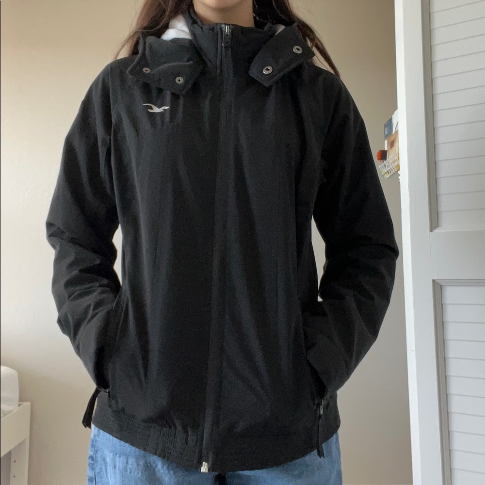 Hollister black zip up winter coat